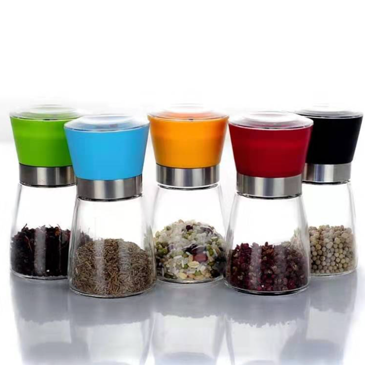 Manual Salt and Pepper Shakers Grinders seasoning wholesale Glass Bottle, Adjustable Coarseness, salt pepper grinder with mill