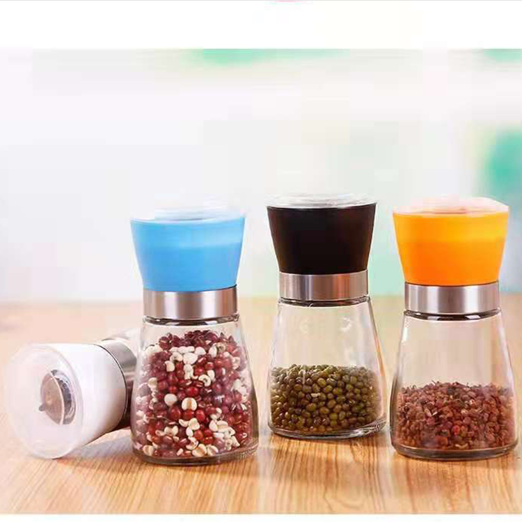 Manual Salt and Pepper Shakers Grinders seasoning wholesale Glass Bottle, Adjustable Coarseness, salt pepper grinder with mill