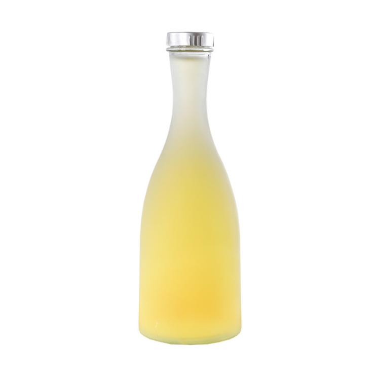 Hot Sale 250ml 375ml 500ml Clear Frosted Round Shape Narrow Mouth Glass Bottle for Fruit Wine Fresh Juice with Screw Cap