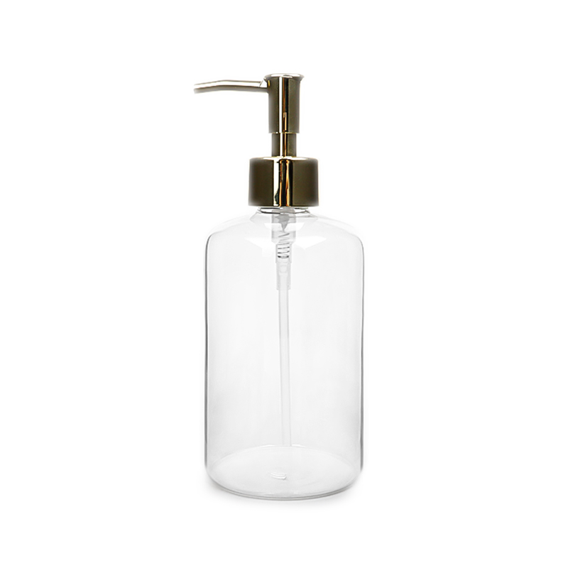 550ml Clear Boston Liquid Soap Lotion Shampoo Glass Bottle With Metal Pump Dispenser