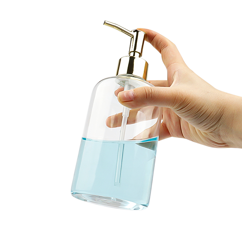 550ml Clear Boston Liquid Soap Lotion Shampoo Glass Bottle With Metal Pump Dispenser