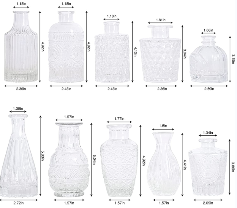 Factory wholesale different types decorative small clear glass vases