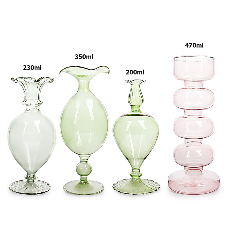 New Arrival Nordic geometric shaped glass vase hand blown glass bottle for flower