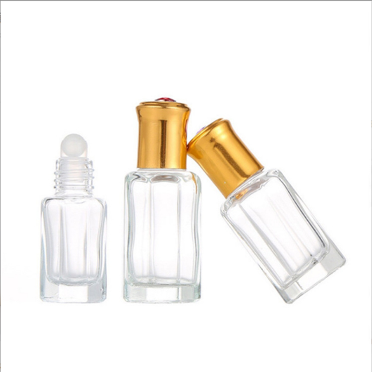 Wholesale clear octagonal shape essential oil bottle 3ml 6ml 9ml 12ml glass roll on bottle