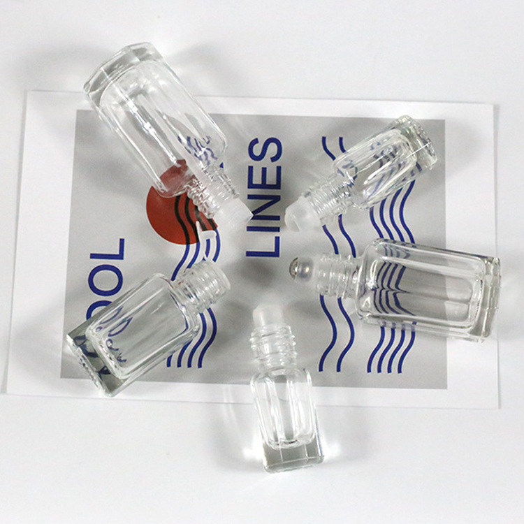 Wholesale clear octagonal shape essential oil bottle 3ml 6ml 9ml 12ml glass roll on bottle