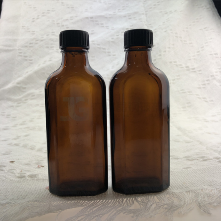 Hotsale 100ml Amber Color Rectangle Glass Essential Oil Cosmetic Bottle With Plastic Cap