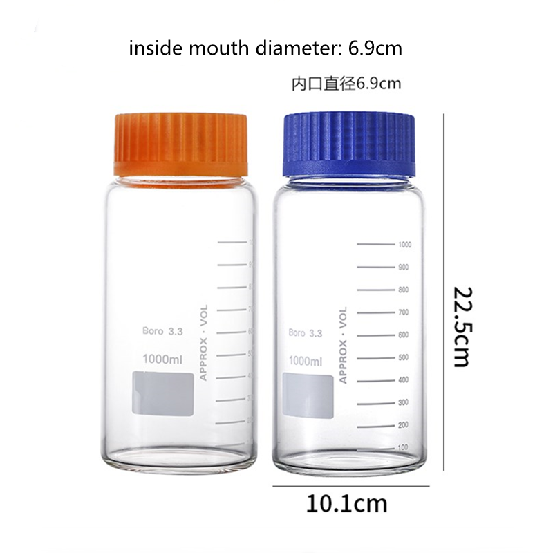 large mouth reagent bottle 1000ml high borosilicate glass bottle corrosion resistance high temperature