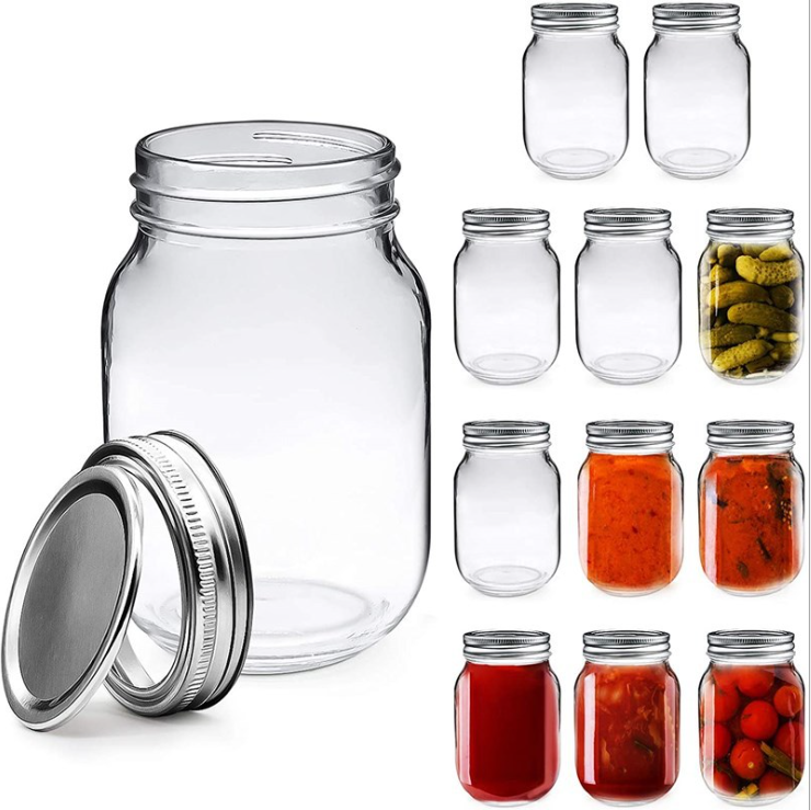 250ml 500ml 1000ml Jam Candy Pickling Canning Storage Pickle Cookie Glass Mason Jar