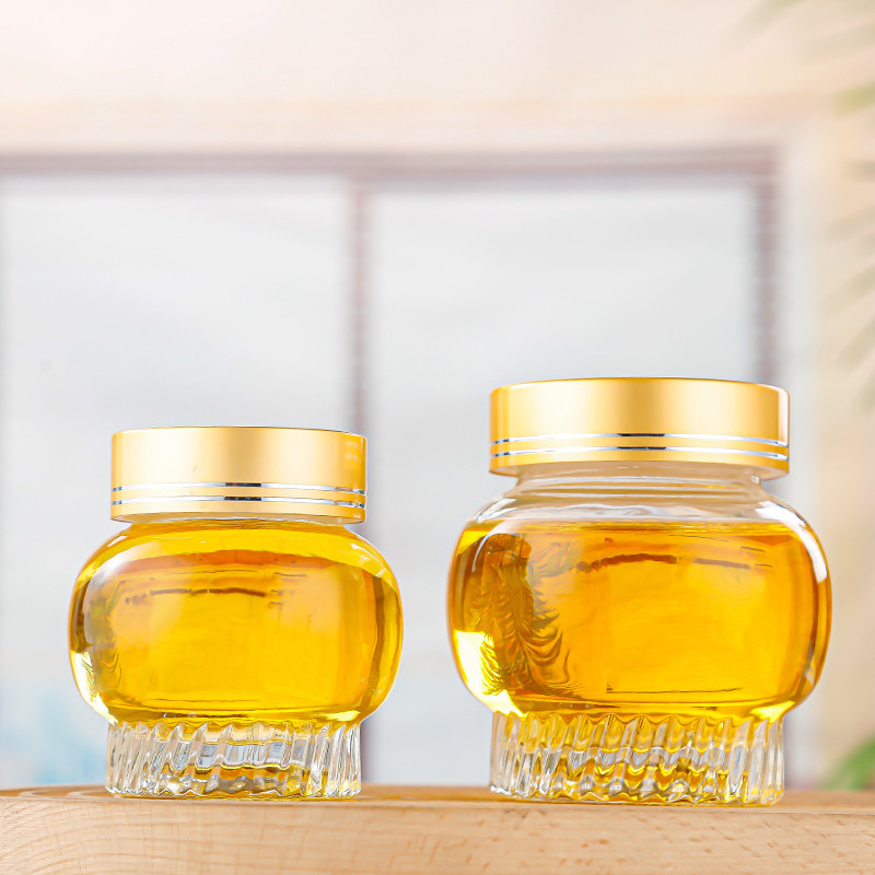 Thickened honey bottle 180ml 360ml lantern shape food grade sealed glass honey jars with cap