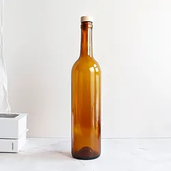 Manufacturer Wholesale Amber Green 750ml Red Wine Glass Bottle With Cork