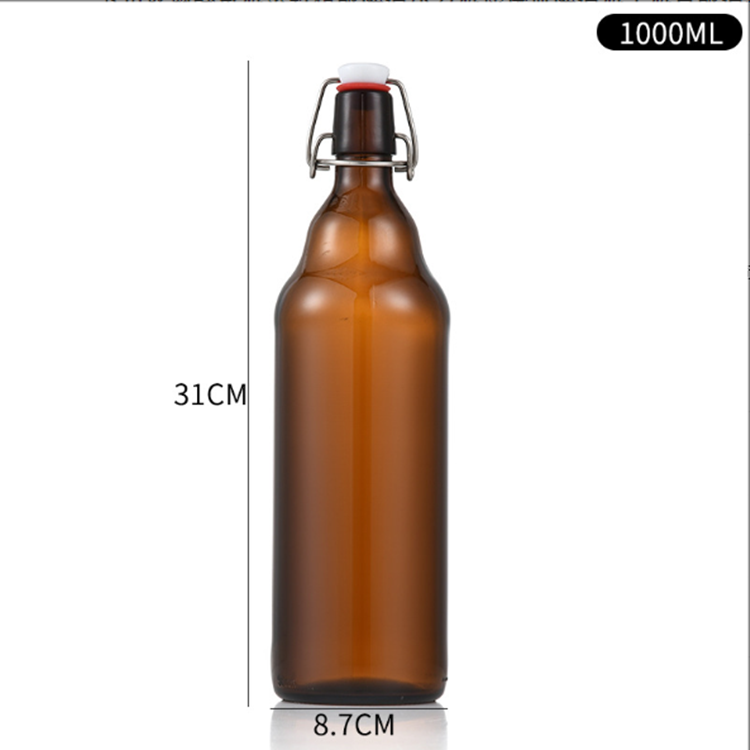 Flip Top Glass Bottle 1 Liter 750ml 500ml 330ml Swing Top Cold Brewing Amber Bottle with Stopper for Beverages Vinegar Kombucha