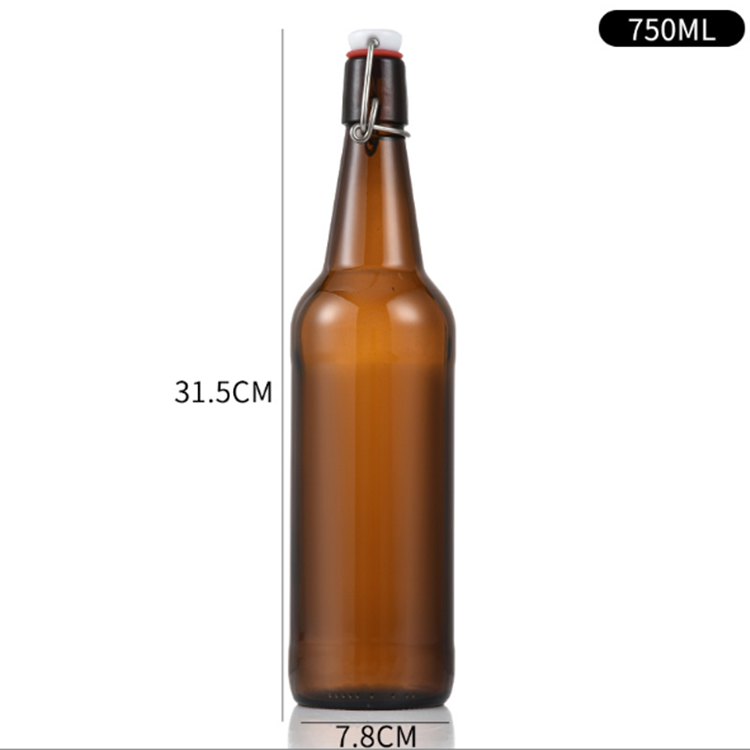 Flip Top Glass Bottle 1 Liter 750ml 500ml 330ml Swing Top Cold Brewing Amber Bottle with Stopper for Beverages Vinegar Kombucha