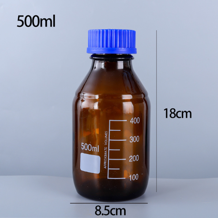 Laboratory glassware 100ml-1000ml soda lime amber glass bottles for chemical reagent bottle