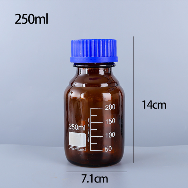 Laboratory glassware 100ml-1000ml soda lime amber glass bottles for chemical reagent bottle