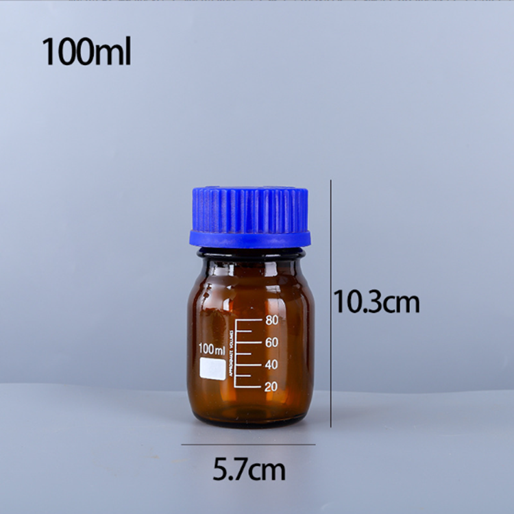 Laboratory glassware 100ml-1000ml soda lime amber glass bottles for chemical reagent bottle