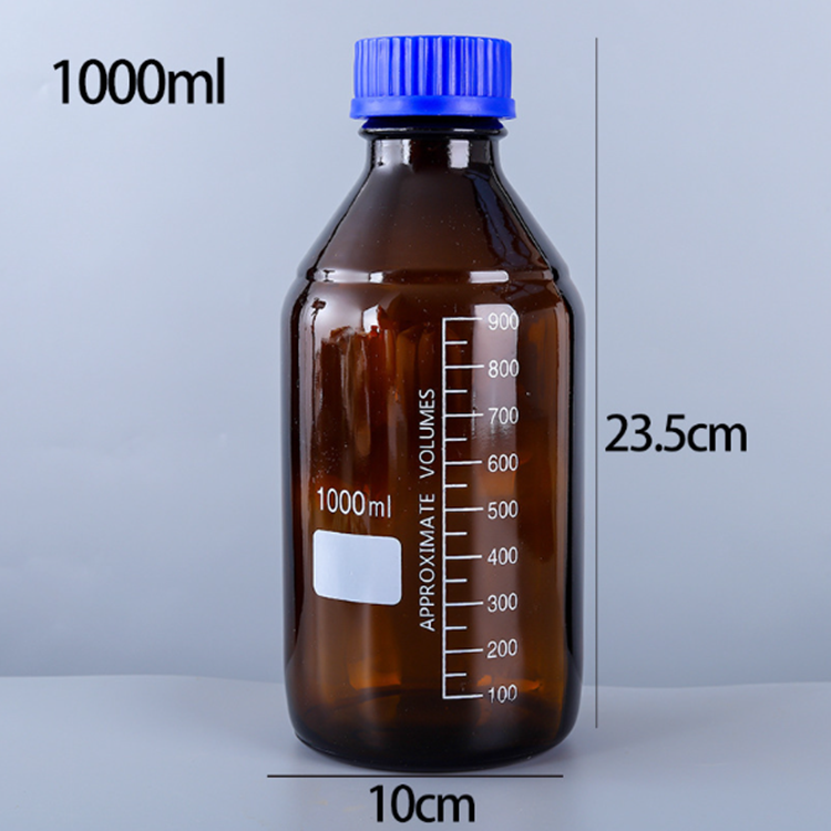 Laboratory glassware 100ml-1000ml soda lime amber glass bottles for chemical reagent bottle