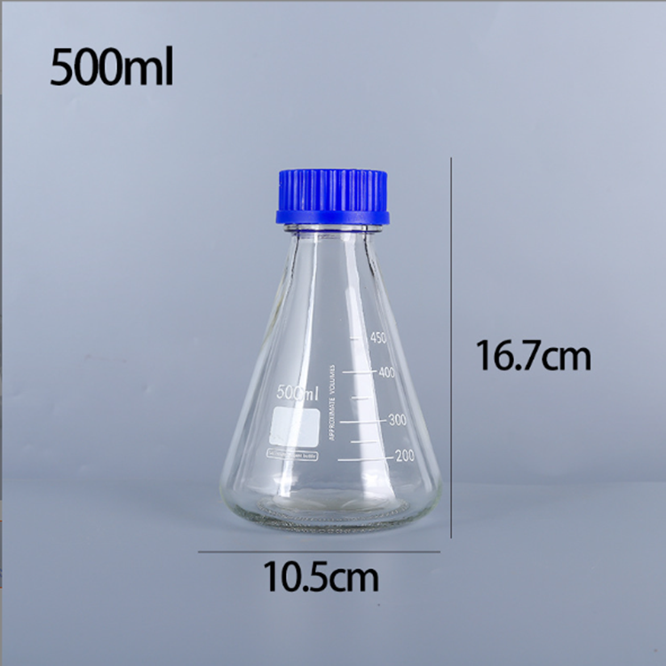 500ml 1000ml flat-bottomed conical laboratory flask, 500ml 1L conical reagent bottle with blue screw cap