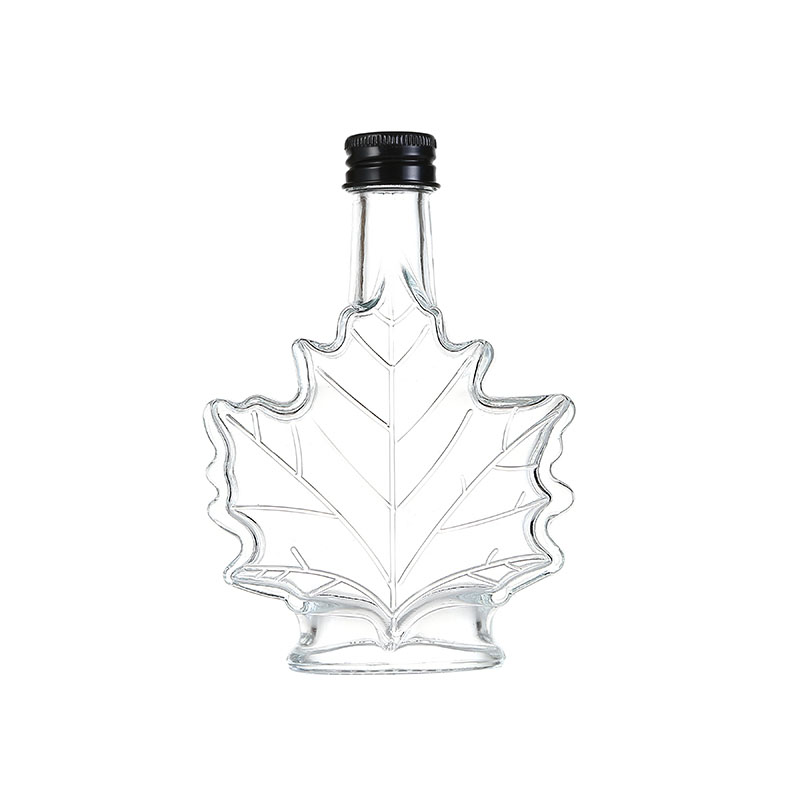 Maple Leaf Shaped 50ml 100ml Glass Wine Juice Bottle With Aluminum Cap Or Cork