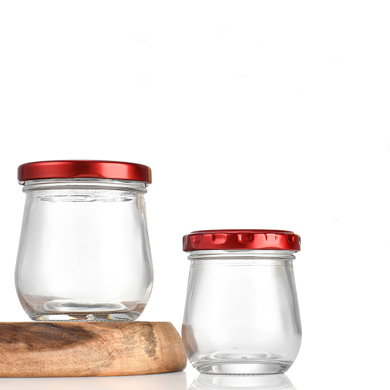 High temperature resistant bird’s nest bottles 75ml-380ml fat glass pudding jelly jars with metal lids