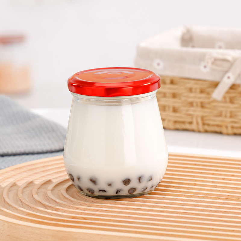 High temperature resistant bird’s nest bottles 75ml-380ml fat glass pudding jelly jars with metal lids