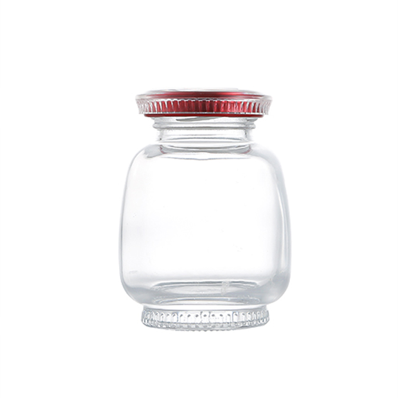 Factory hot sale free sample 80ml-360ml clear glass food jars for honey bird nest with metal lid