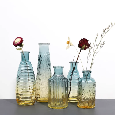 Gradient Color Glass Flower Vase For Home Decoration