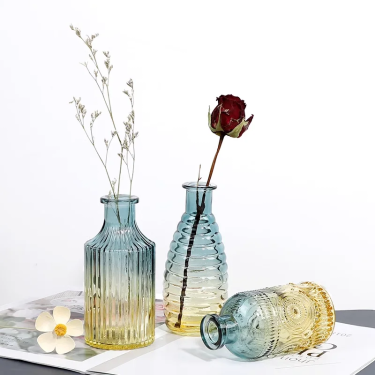 Gradient Color Glass Flower Vase For Home Decoration