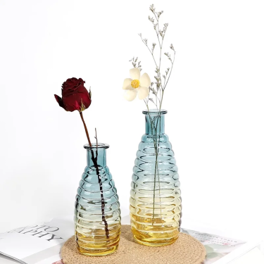 Gradient Color Glass Flower Vase For Home Decoration