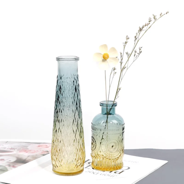 Gradient Color Glass Flower Vase For Home Decoration