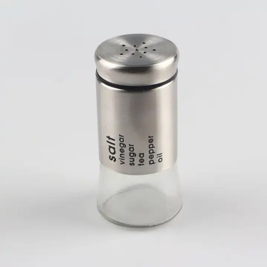 High Quality 130ml Glass Spice Shaker Bottle Seasoning Container With Stainless Steel Sleeve