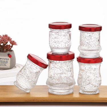 Unique 50ml 75ml 100ml 150ml bird’s nest packing glass bottles jam pudding jars with metal lid