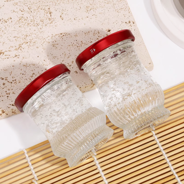 Unique 50ml 75ml 100ml 150ml bird’s nest packing glass bottles jam pudding jars with metal lid