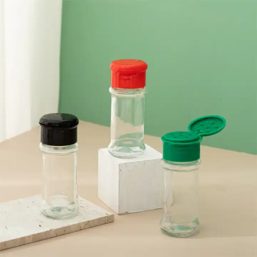 Round 70ml Clear Glass Pepper Seasoning Bottle With Plastic Cap