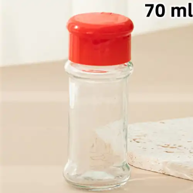 Round 70ml Clear Glass Pepper Seasoning Bottle With Plastic Cap