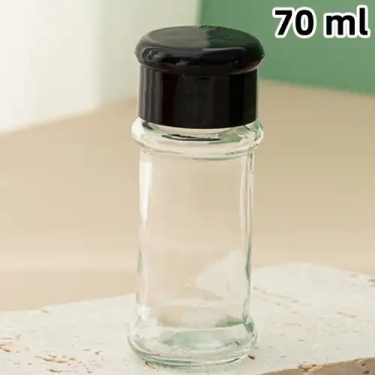 Round 70ml Clear Glass Pepper Seasoning Bottle With Plastic Cap