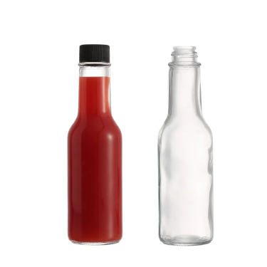 150ml 250ml Transparent Round Shape Chili Sauce Spice Seasonings Jam Glass Bottle with Black White Plastic Lid