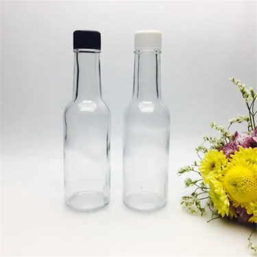 150ml 250ml Transparent Round Shape Chili Sauce Spice Seasonings Jam Glass Bottle with Black White Plastic Lid