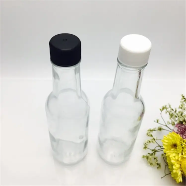 150ml 250ml Transparent Round Shape Chili Sauce Spice Seasonings Jam Glass Bottle with Black White Plastic Lid