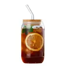 350ml 500ml High borosilicate water mug milk cold brew coffee tea glass tumbler cup with bamboo lid and straw