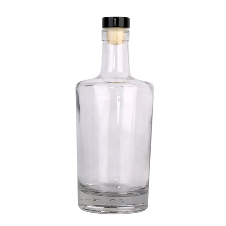 100ml 500ml 750ml High Quality Transparent Narrow Mouth Thick Bottom Fruit Wine Vodka Whisky Glass Wine Bottle with Airtight Cork