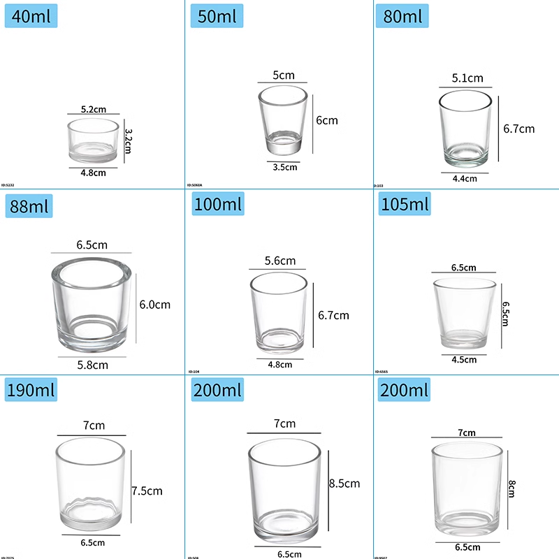 Clear empty 8oz 10oz 12oz 40ml-730ml wide mouth candle container round glass candle jars with bamboo lid and metal lid