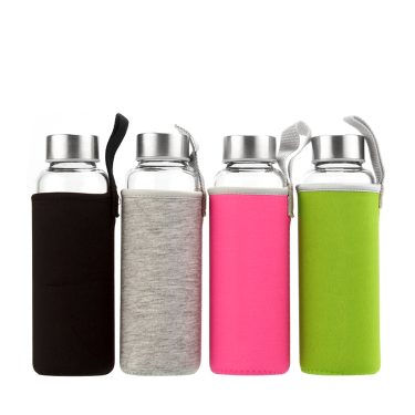 300ml 420ml 500ml Promotional Car Water Bottles with Black Sleeve Hot Sale