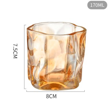 Twisted Glass Mug Orange Color Thickened Glass Whiskey Cup Beer Glass Wine Bottle