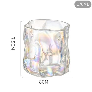 Iced Coffee Glass Cup Wide Mouth Rainbow Color Glass Drinking Cup for Beer Whiskey Cocktails Beverage