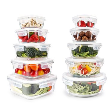 BPA free kitchen home glass glassware food storage containers round or square glass lunch boxes