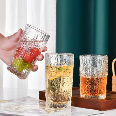 220ml 280ml Bark Pattern Retro Glass Drinking Cup For Water Juice Fruit Wine Beverage