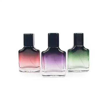 Wholesale Customize 30ml Colored Glass Flat Square Perfume Bottle with Spray Lid