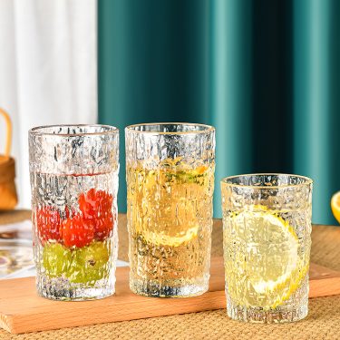 220ml 280ml Bark Pattern Retro Glass Drinking Cup For Water Juice Fruit Wine Beverage