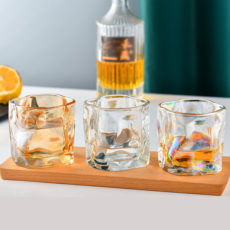 170ml 250ml Household Glass Creative Drinking Cup Origami Twisted Rock glass Cup for Wine Whisky