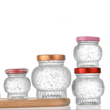 Wholesale Clear Lantern Shape Bird's Nest glass bottles Honey Jam Luxury Glass Jars 50ml 75ml 100ml 180ml